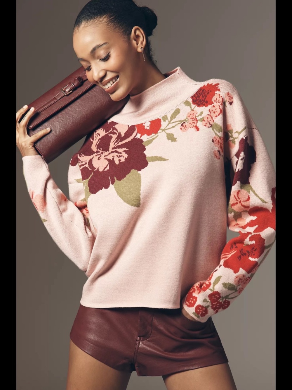 NWT Anthropologie Floral The Carys Mock-Neck Sweater by Maeve